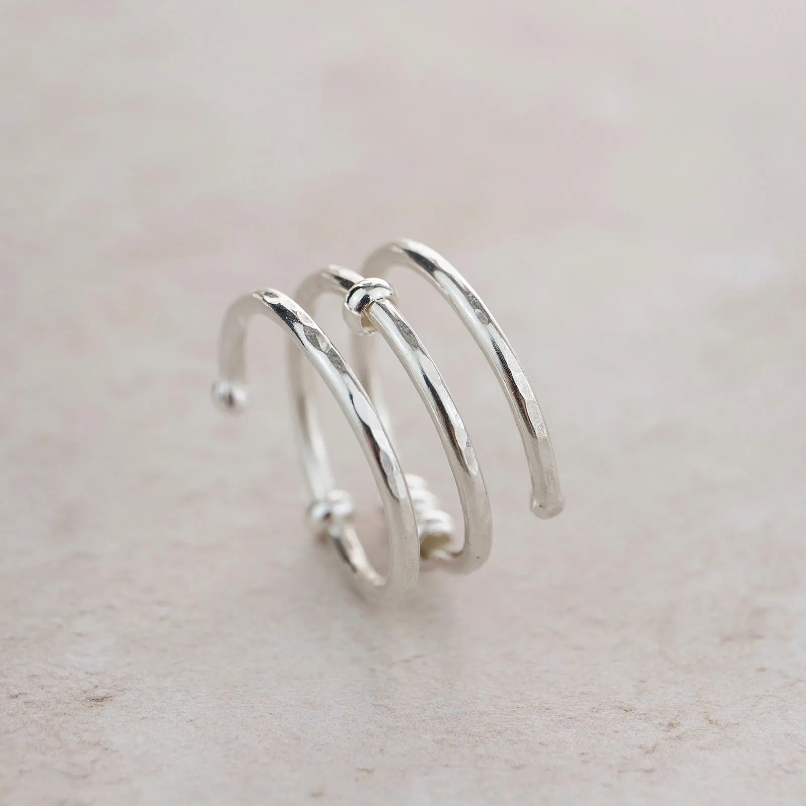 Sterling Silver Beaded Fidget Ring