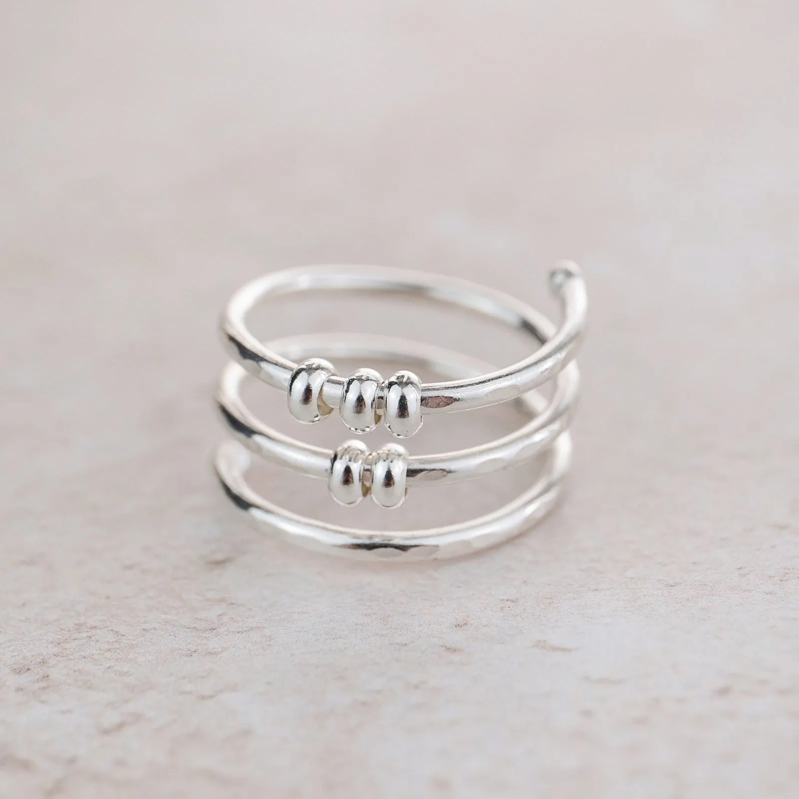 Sterling Silver Beaded Fidget Ring