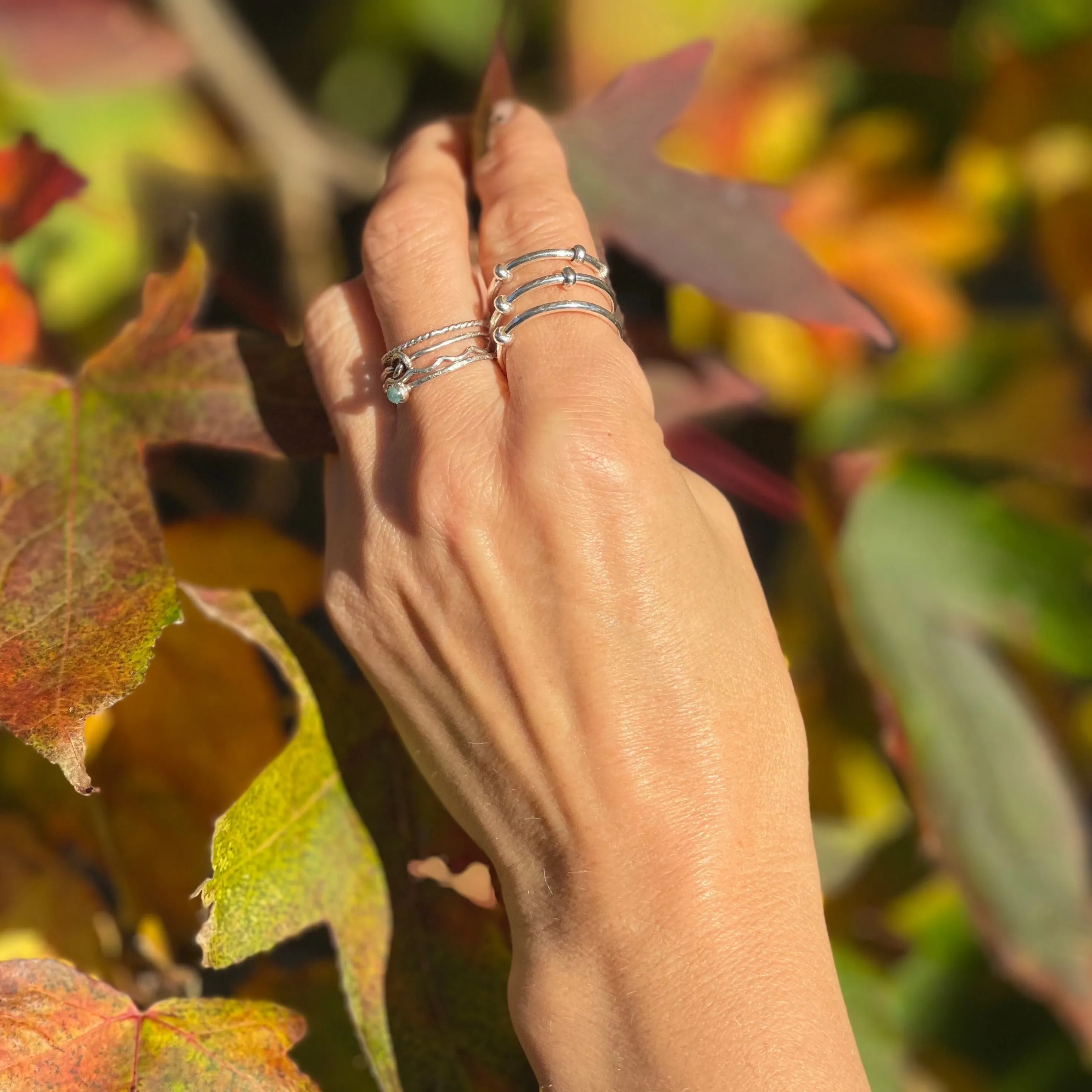 Sterling Silver Beaded Fidget Ring