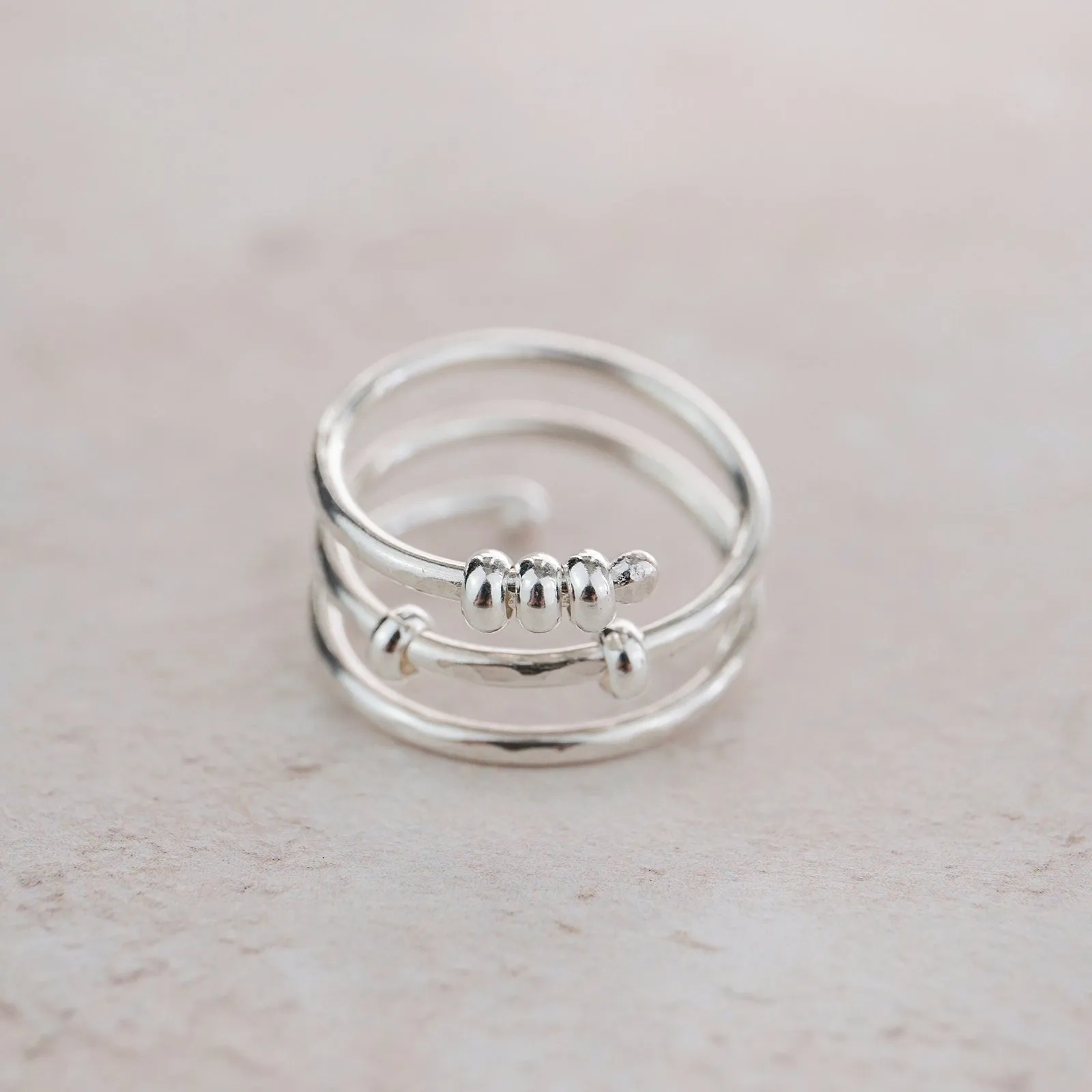 Sterling Silver Beaded Fidget Ring