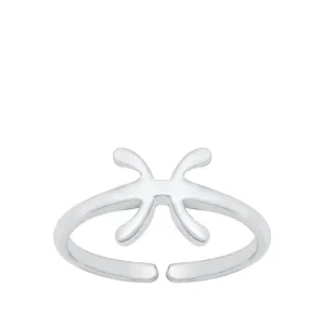 Sterling Silver Beautiful Pisces Sign Zodiac Toe Ring Adjustable Midi Band 925