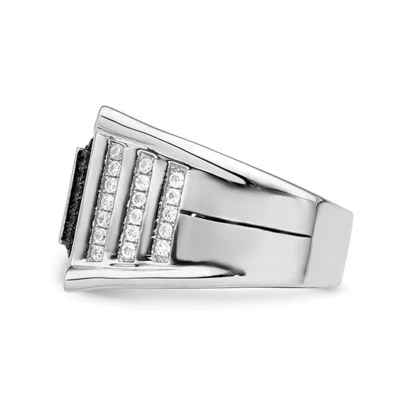 Sterling Silver Black and White Micro Pavee Men's Ring