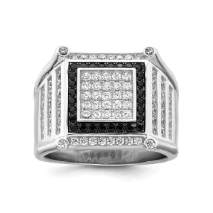 Sterling Silver Black and White Micro Pavee Men's Ring