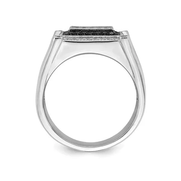 Sterling Silver Black and White Micro Pavee Men's Ring
