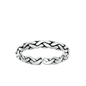 Sterling Silver Classic Braid Toe Midi Ring Adjustable Oxidized Band .925 New