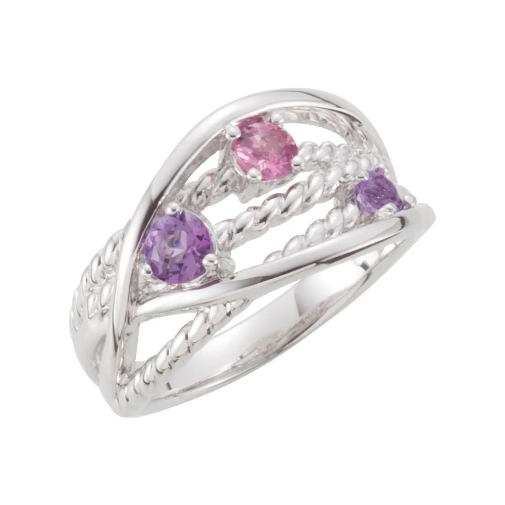 Sterling Silver Criss Cross Rope Ring, Size 7