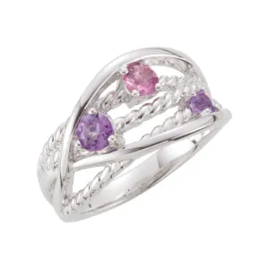 Sterling Silver Criss Cross Rope Ring, Size 7