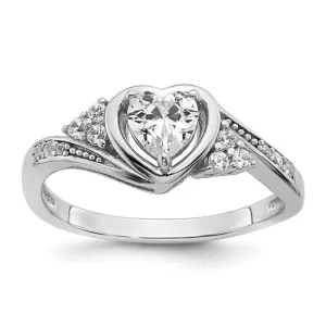 Sterling Silver CZ Center Heart Ring