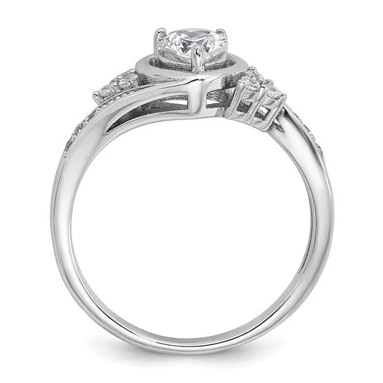 Sterling Silver CZ Center Heart Ring