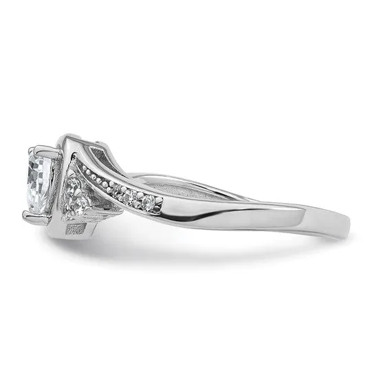 Sterling Silver CZ Center Heart Ring