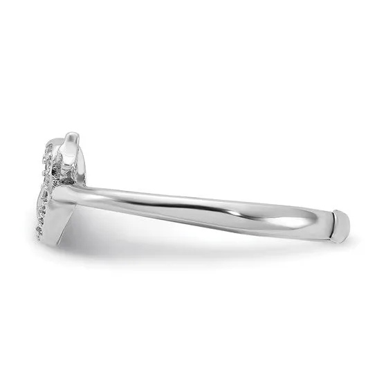 Sterling Silver CZ Heart with Arrow Adjustable Ring