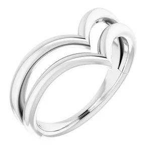 Sterling Silver Double V Ring