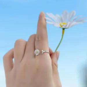 Sterling Silver Floral Design Openable Ring