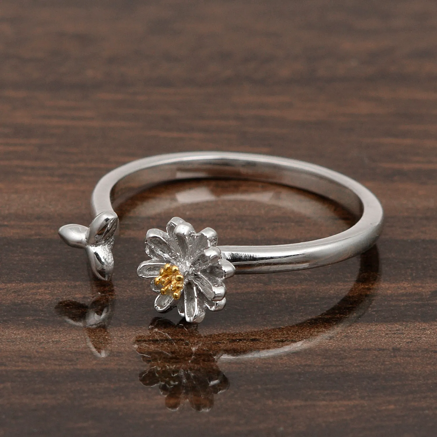 Sterling Silver Floral Design Openable Ring
