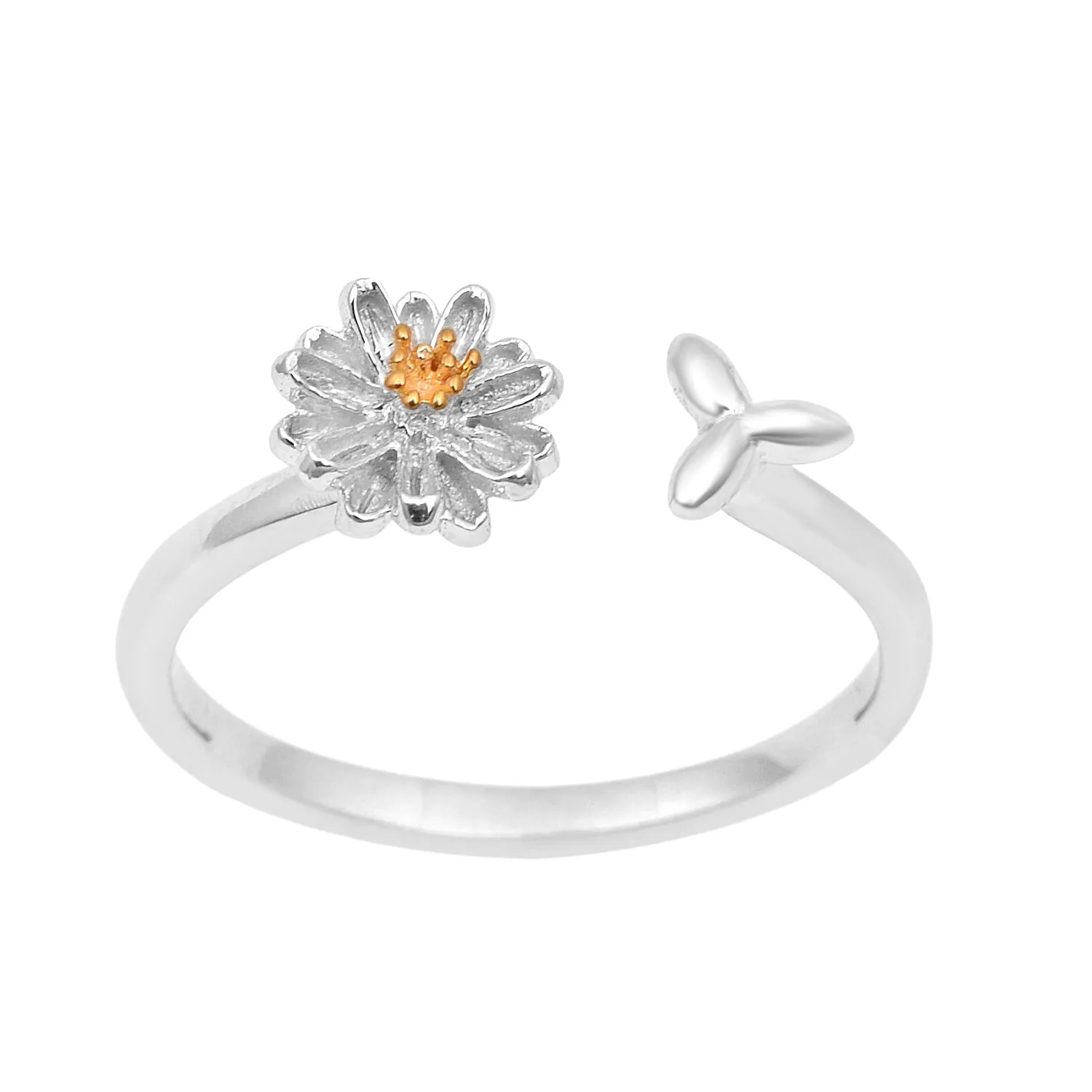 Sterling Silver Floral Design Openable Ring