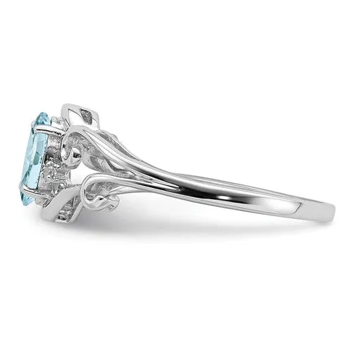 Sterling Silver Genuine Oval Gemstone & Diamond Rings