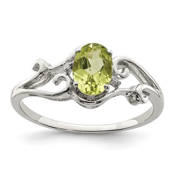 Sterling Silver Genuine Oval Gemstone & Diamond Rings
