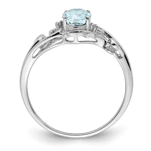 Sterling Silver Genuine Oval Gemstone & Diamond Rings