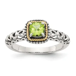 Sterling Silver Gold Peridot Ring