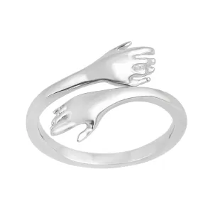 Sterling Silver Hug Ring for Women, Adjustable Ring