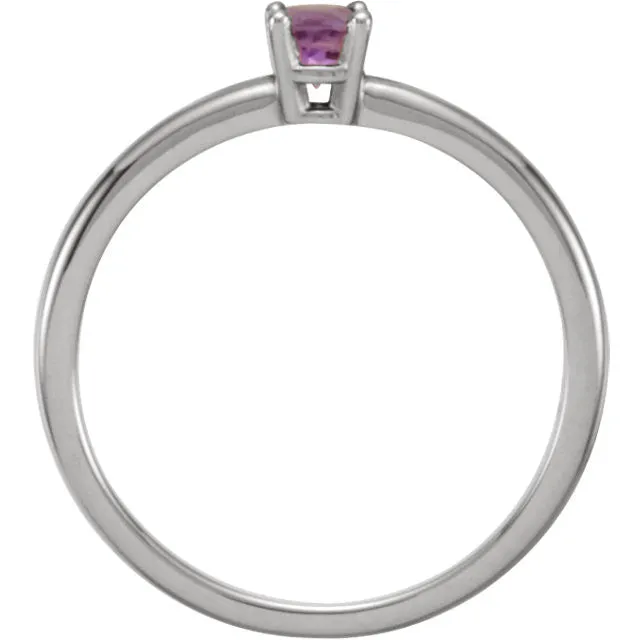 Sterling Silver Imitation Amethyst "February" Youth Birthstone Ring, Size 3