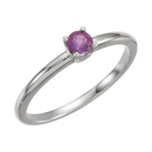 Sterling Silver Imitation Amethyst "February" Youth Birthstone Ring, Size 3