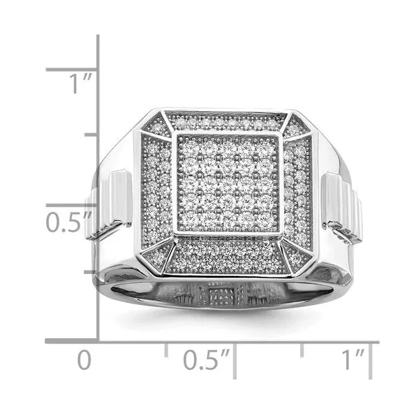 Sterling Silver Micro Pavee CZ Polished Men's Ring