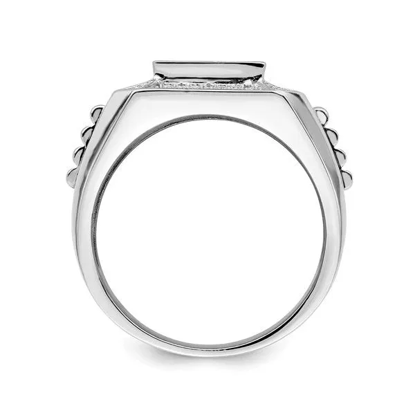 Sterling Silver Micro Pavee CZ Polished Men's Ring
