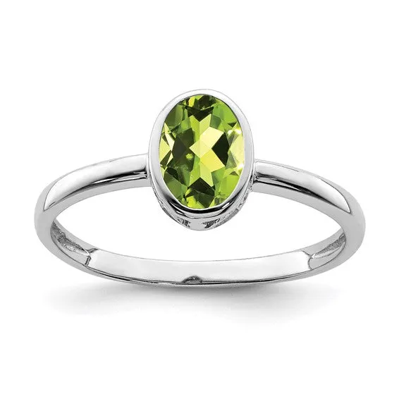 Sterling Silver Oval Gemstone Bezel-Set Filigree Scroll Rings