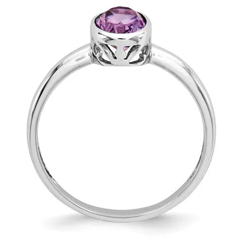 Sterling Silver Oval Gemstone Bezel-Set Filigree Scroll Rings