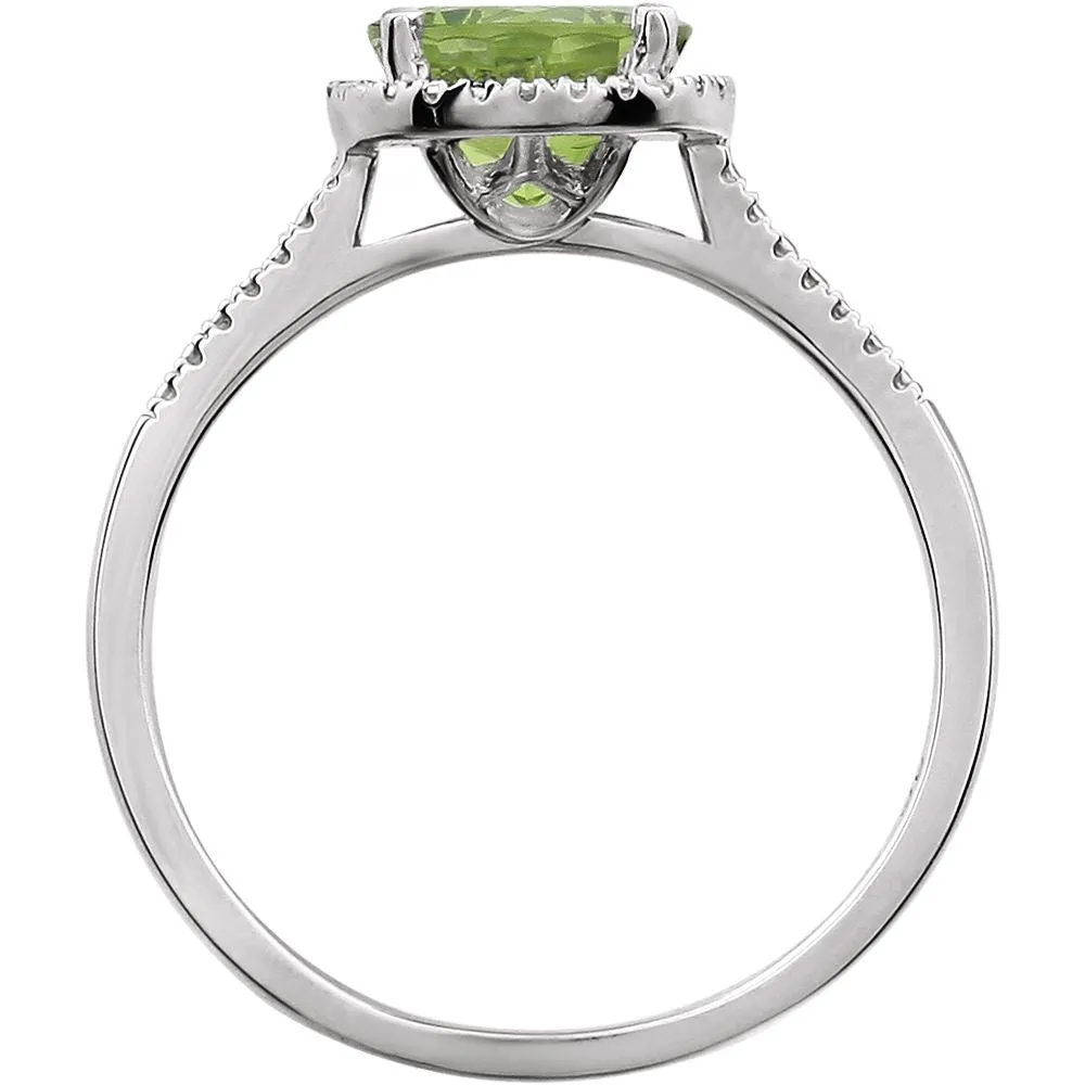 Sterling Silver Peridot & .01 CTW Diamond Ring, Size 7