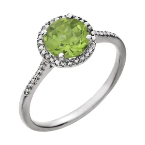 Sterling Silver Peridot & .01 CTW Diamond Ring, Size 7