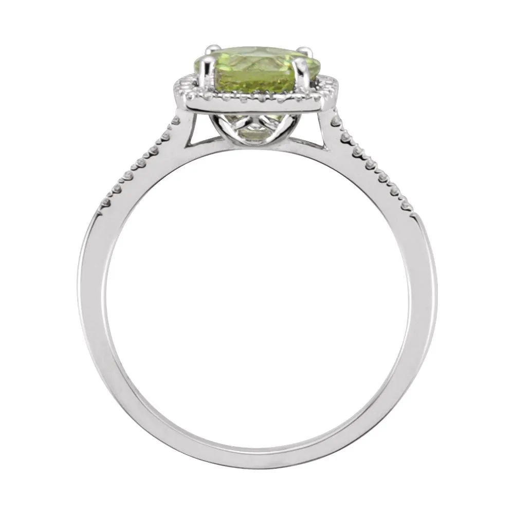Sterling Silver Peridot & .01 CTW Diamond Ring, Size 7