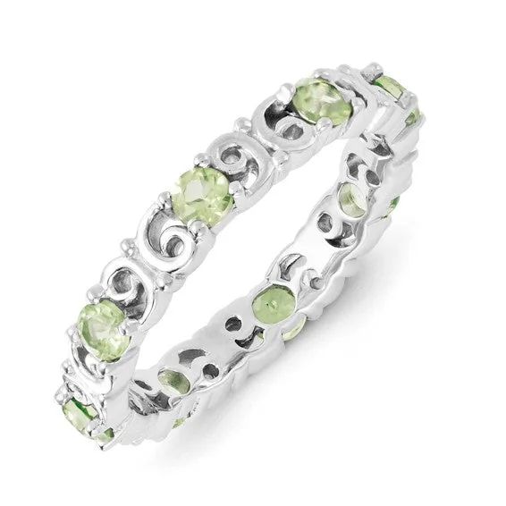 Sterling Silver Stackable Expressions Peridot Filigree Ring