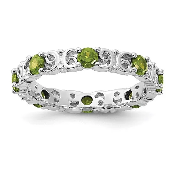 Sterling Silver Stackable Expressions Peridot Filigree Ring