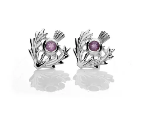 Sterling Silver Thistle Stud Earrings