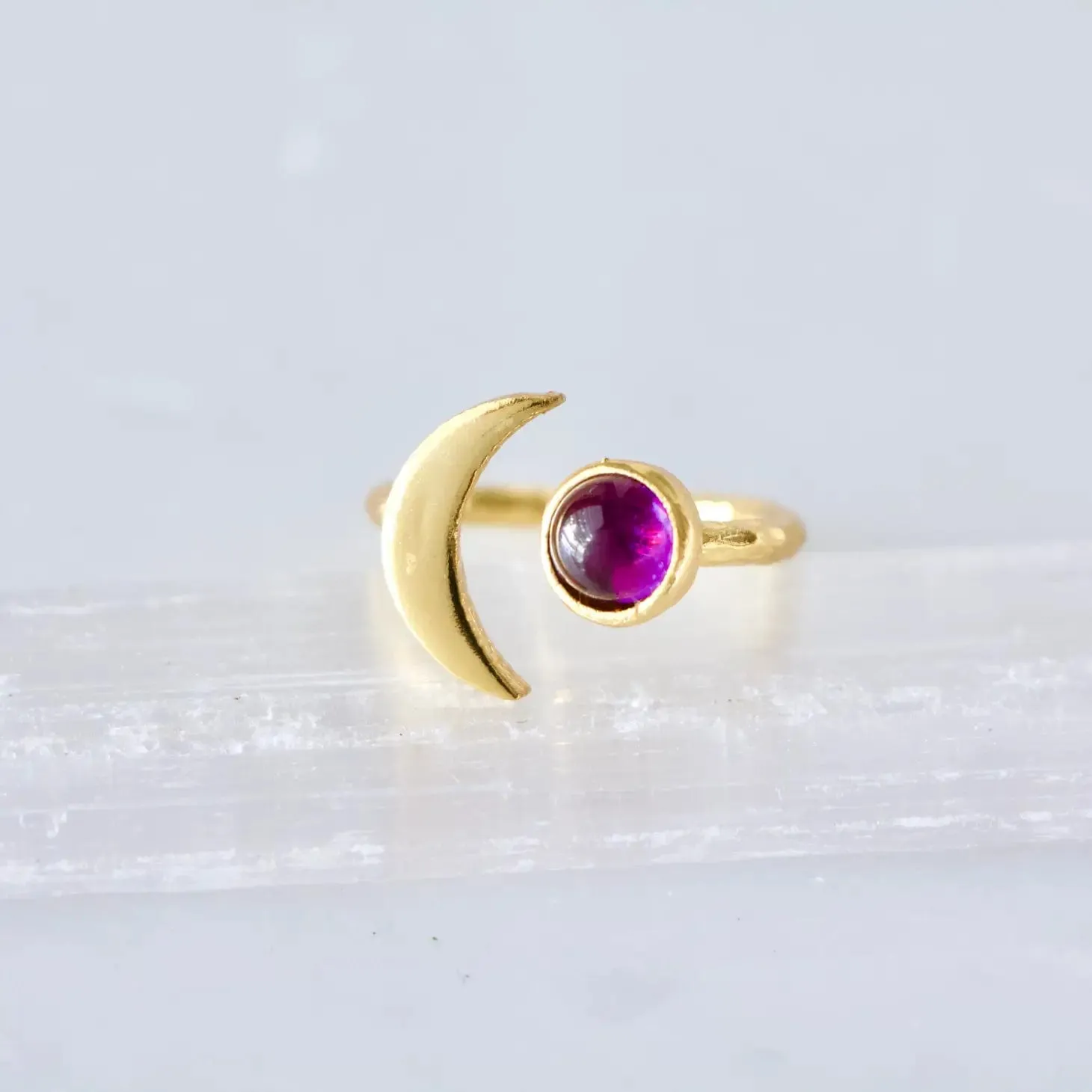 Sun & Amethyst Moon Ring