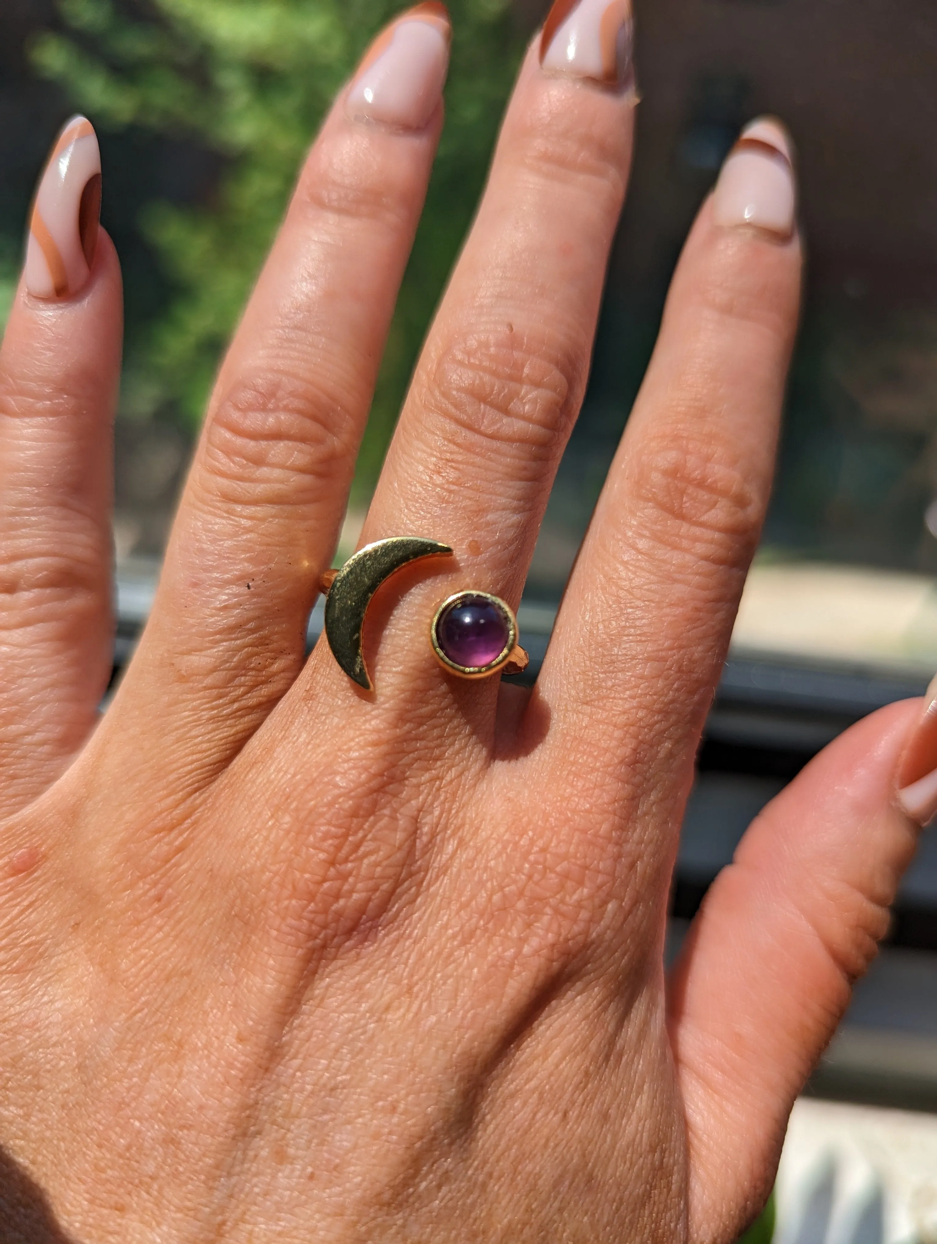 Sun & Amethyst Moon Ring