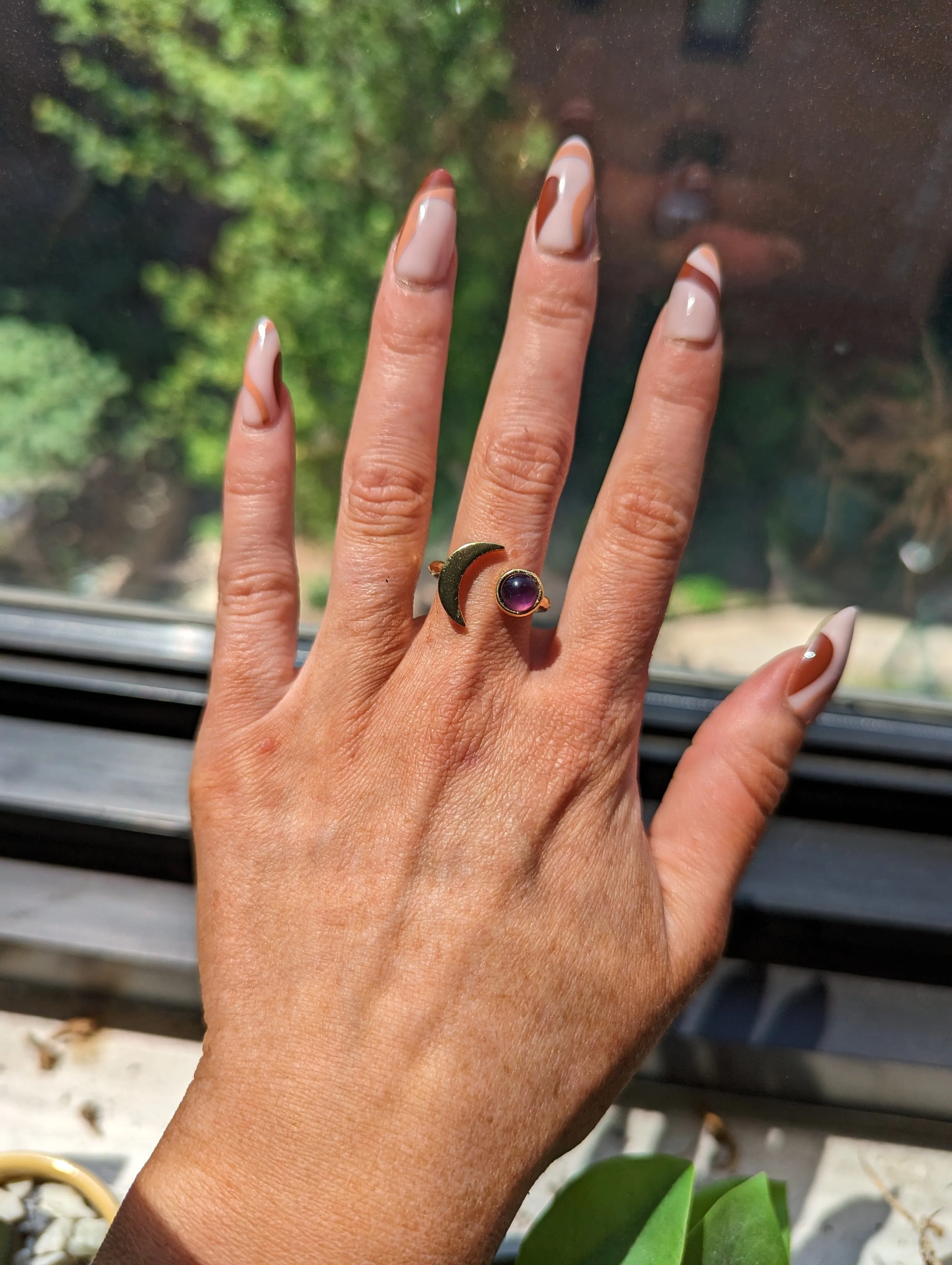 Sun & Amethyst Moon Ring