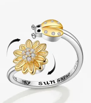 Sunflower & Ladybug Anti-Stress/Anti-Anxiety Fidget Spinner Ring