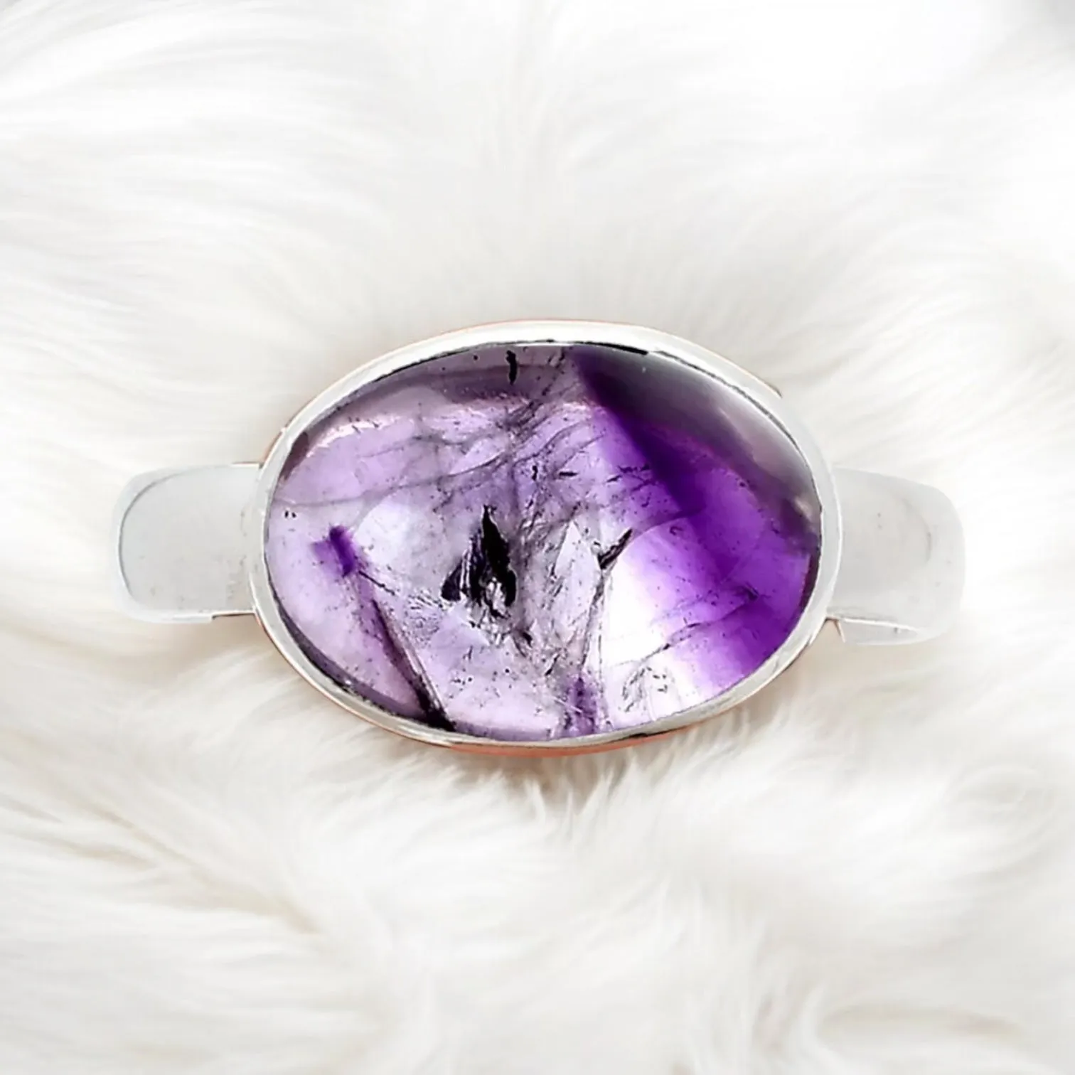 Super 23 Amethyst Auralite 23 Solid 925 Sterling Silver Ring 6.5