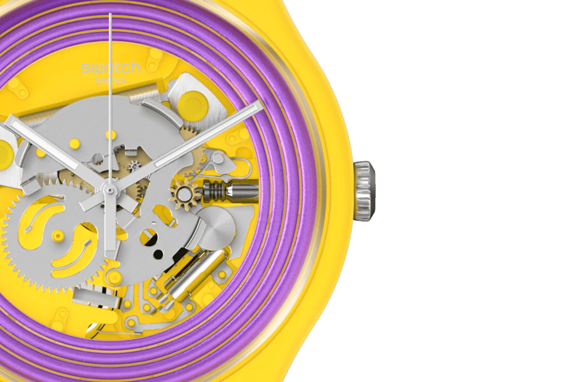 Swatch Purple Rings Yellow Originals New Gentch watch Biosourced 41mm SO29J100