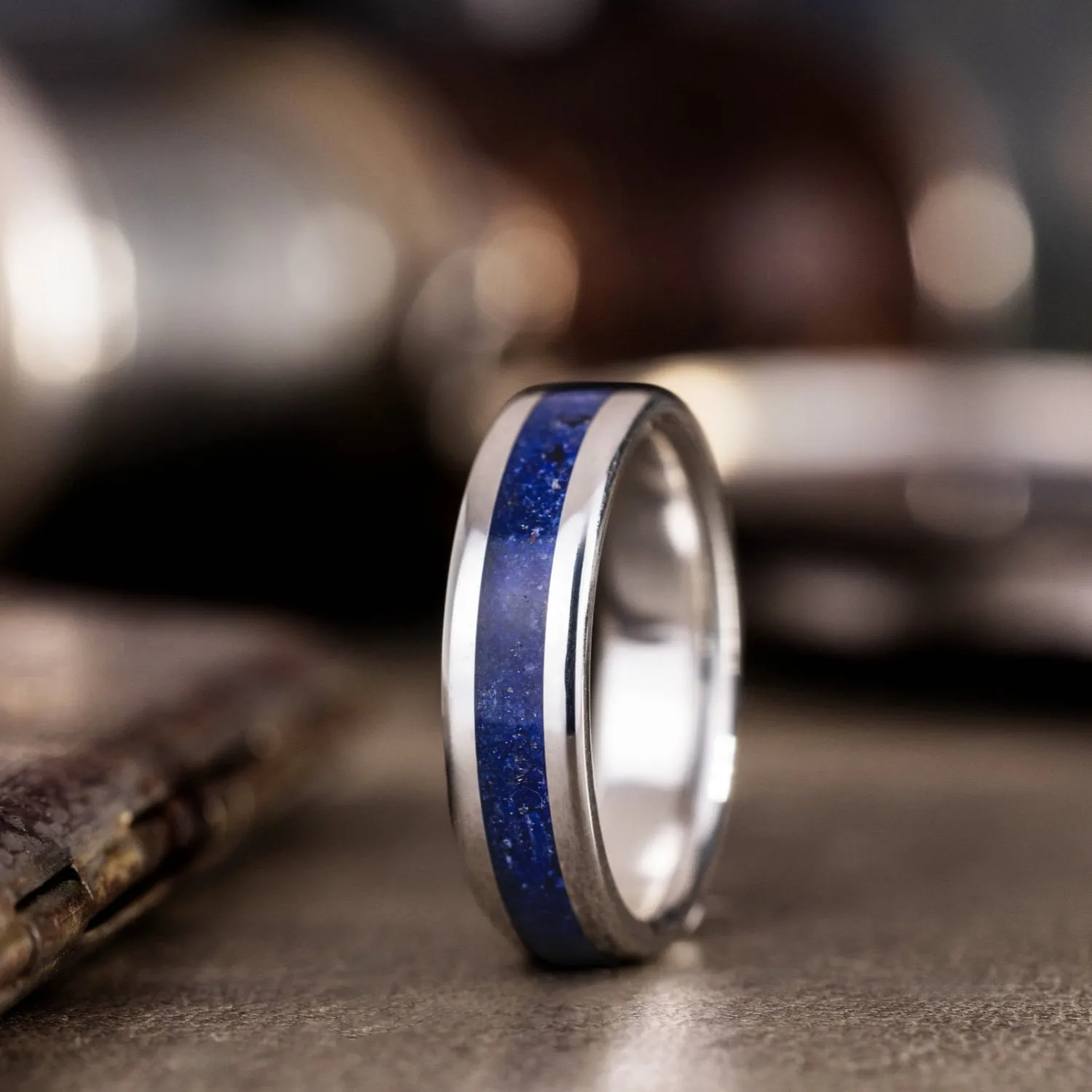 The Atlas | Men's Silver Lapis Lazuli Wedding Band