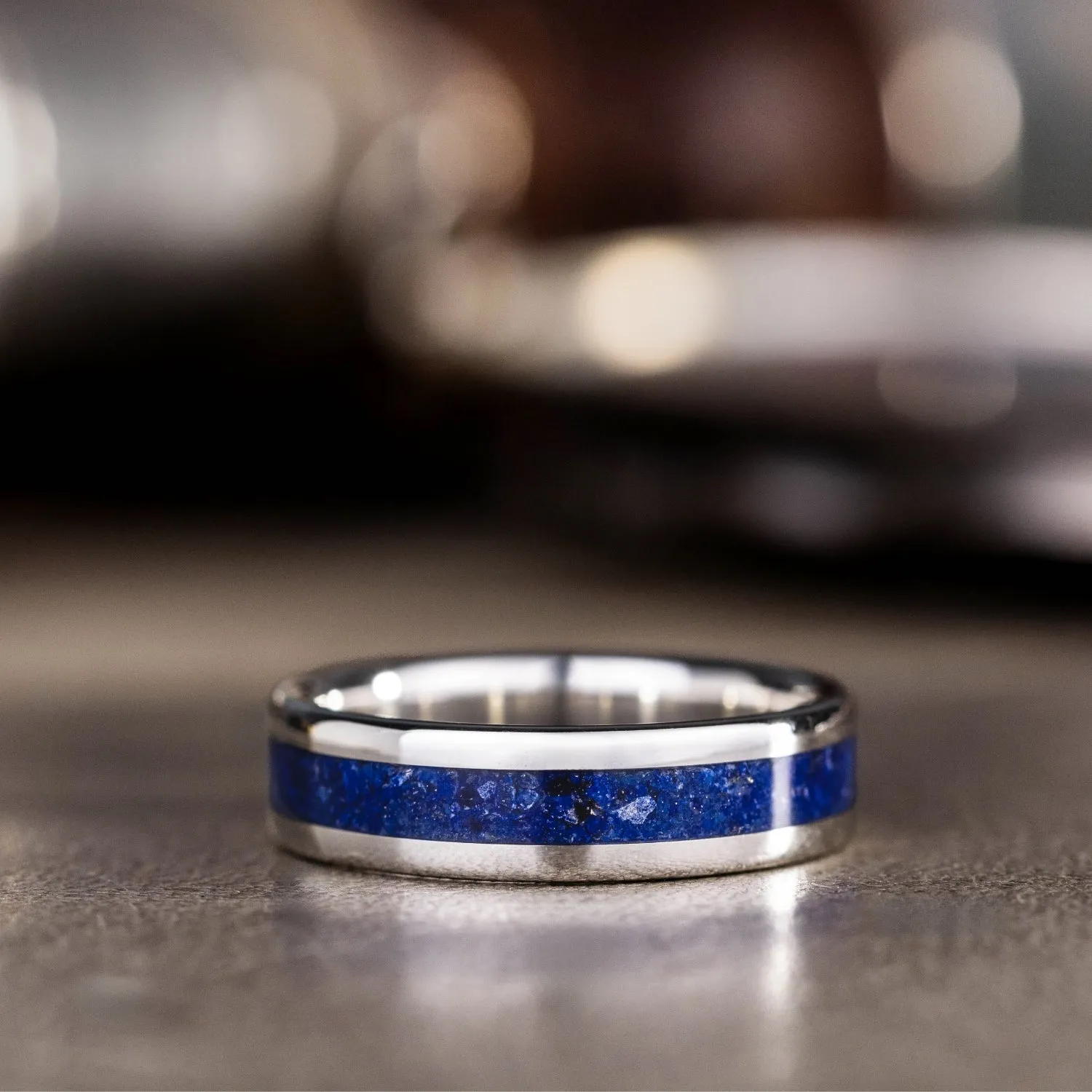 The Atlas | Men's Silver Lapis Lazuli Wedding Band