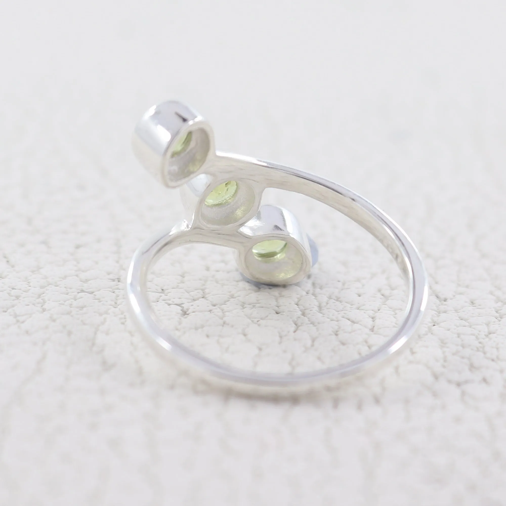 Three Blue Topaz Gemstone Sterling Silver Band Rings