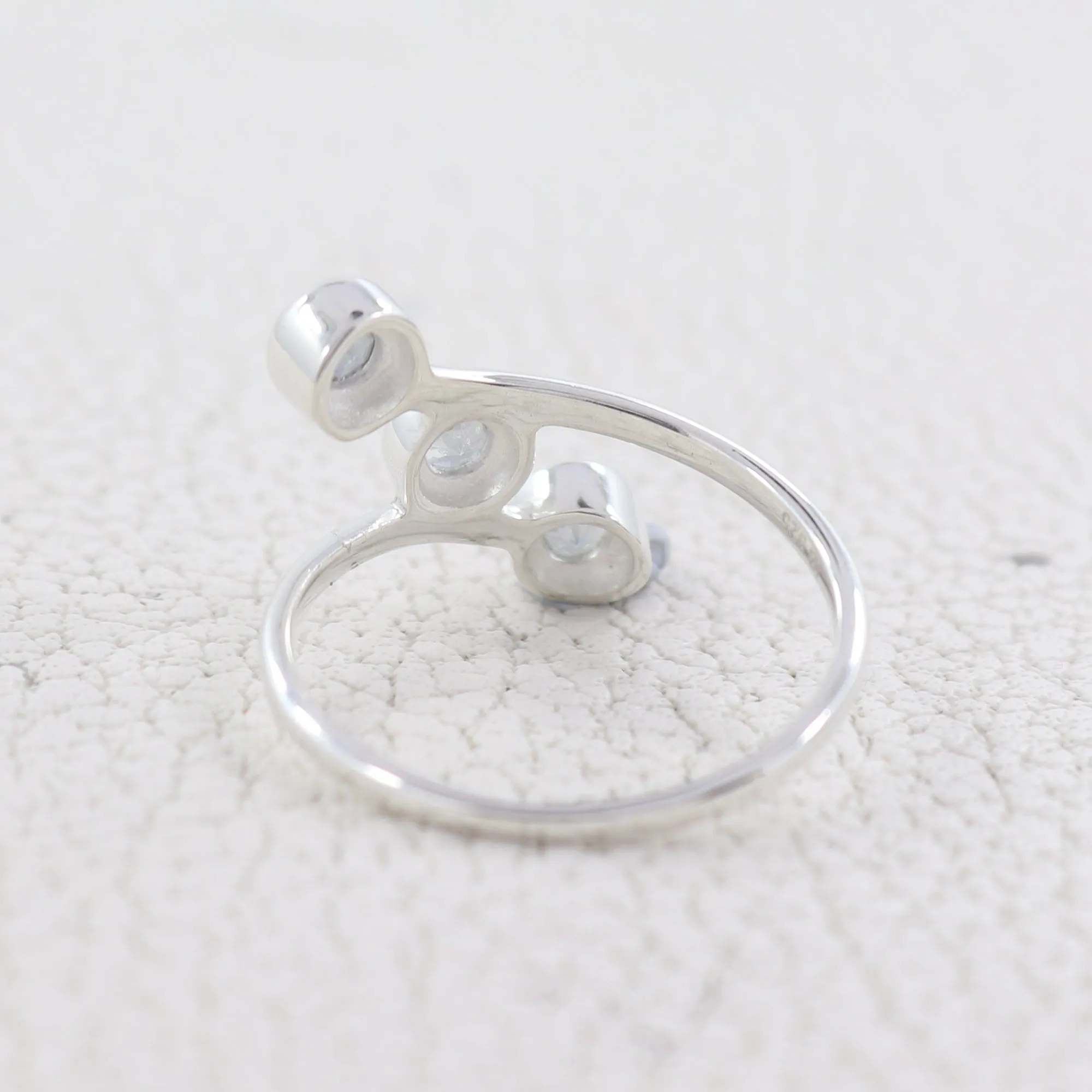 Three Blue Topaz Gemstone Sterling Silver Band Rings