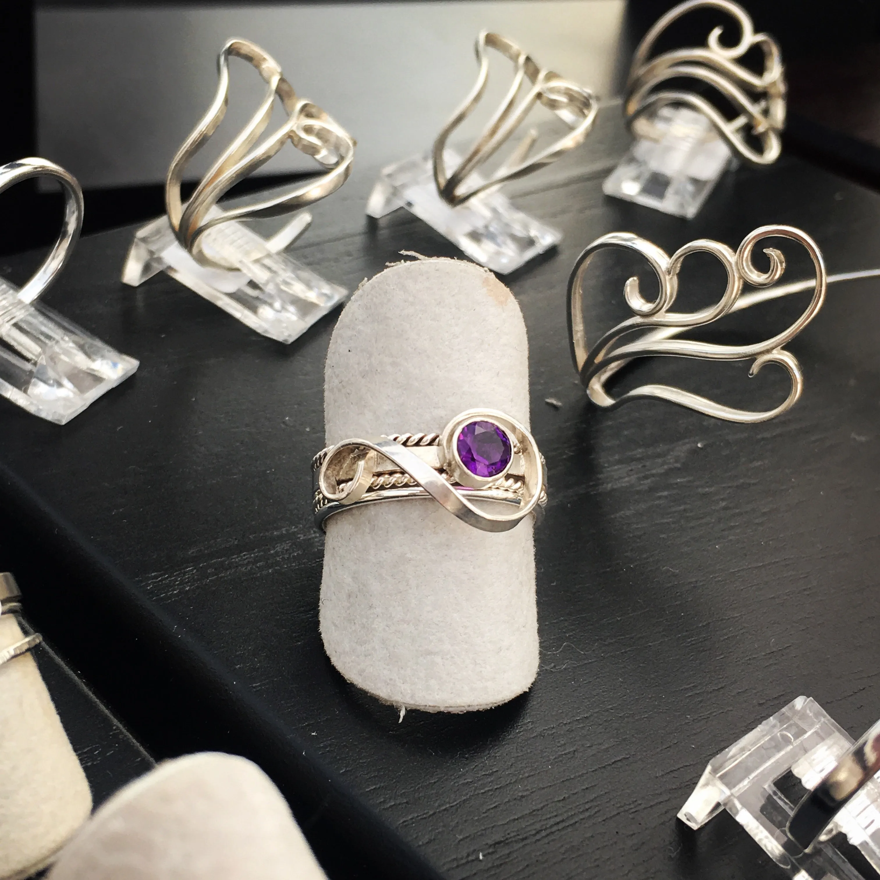 Treble Clef Ring - Amethyst (February Birthstone)