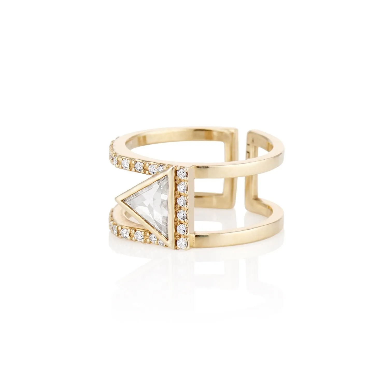 Triangle Rose Cut Diamond Open-Space Ring