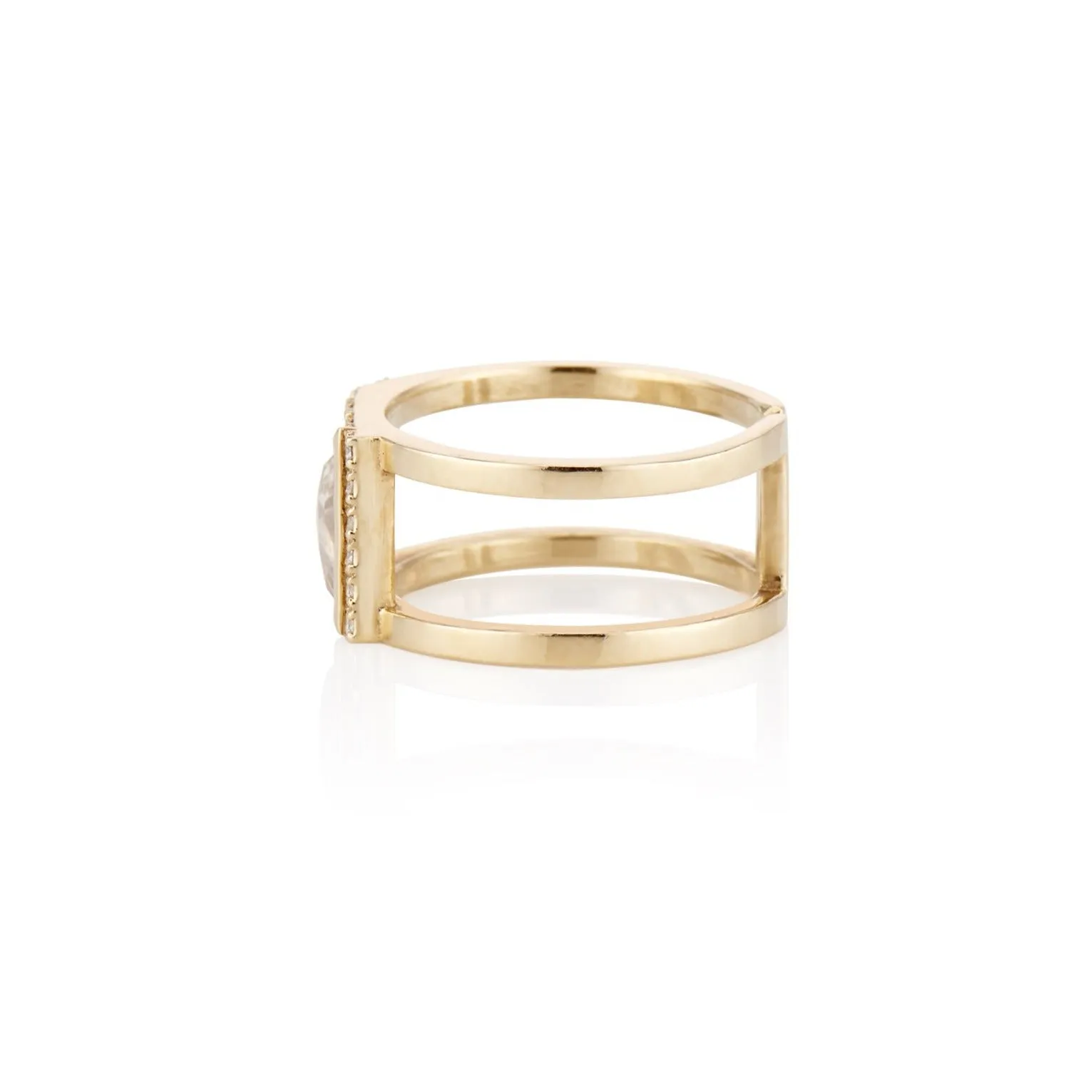 Triangle Rose Cut Diamond Open-Space Ring