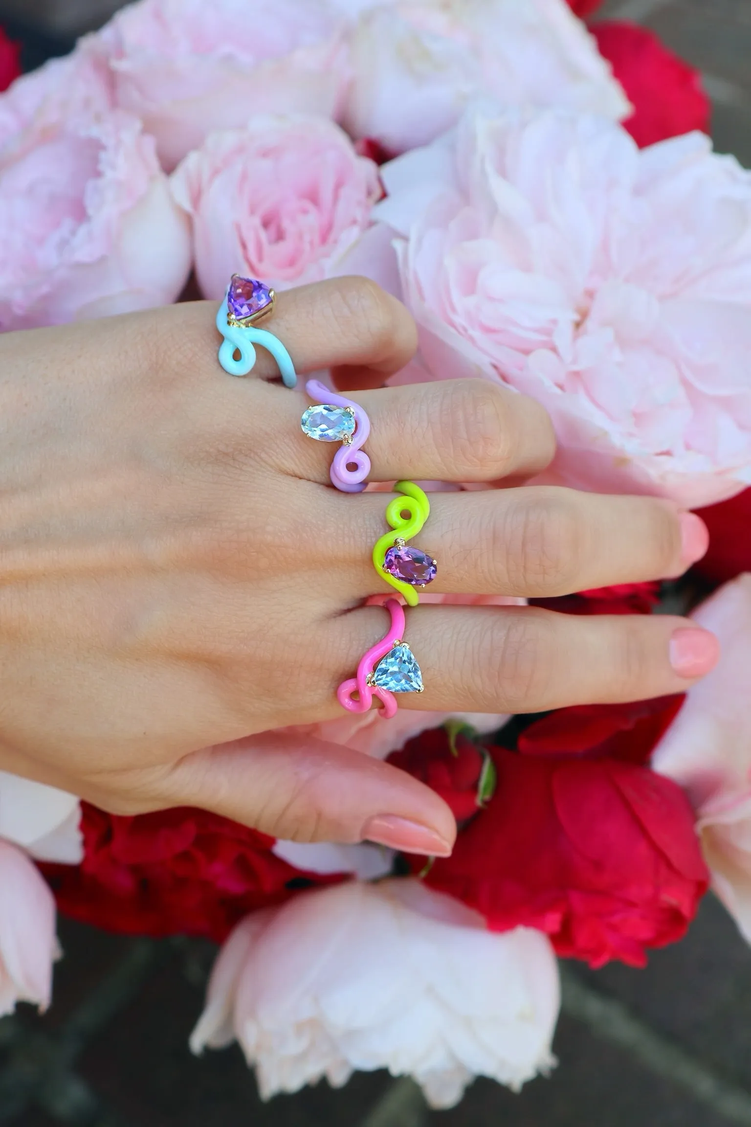 Trillion Amethyst Vine Ring